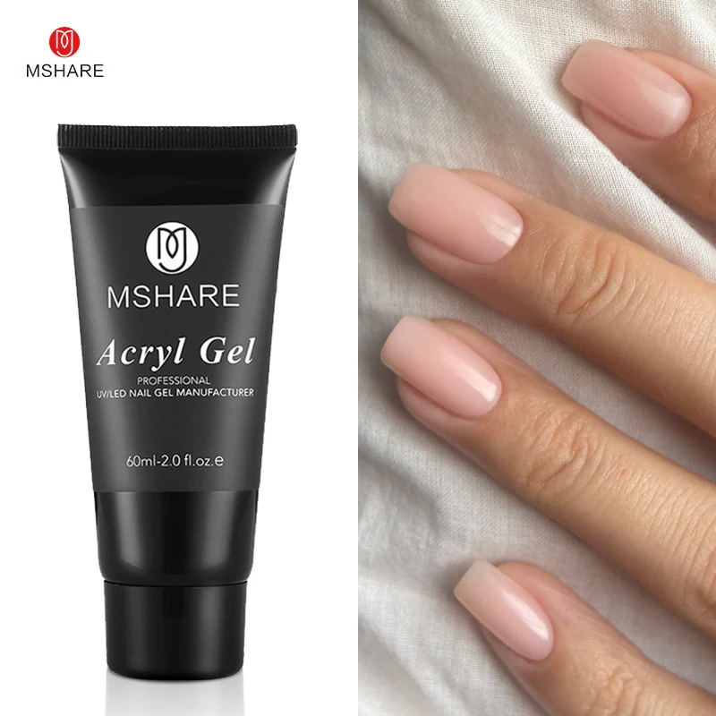 MSHARE Poligel acrílico 60ml, gel constructor UV LED para extensiones de uñas, acrílico rosa, blanco, transparente, libre de HEMA y TPO 4