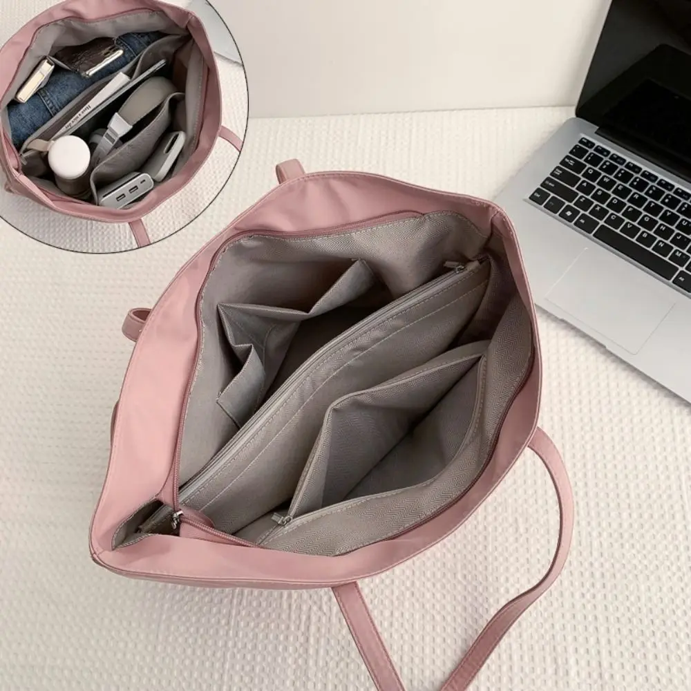 حقائب يد من النايلون متعددة الاستخدامات للنساء مقاومة للماء مع سحاب حقيبة يد نسائية ذات سعة كبيرة حقيبة أمي للسفر والعمل على الشاطئ وصالة الألعاب الرياضية