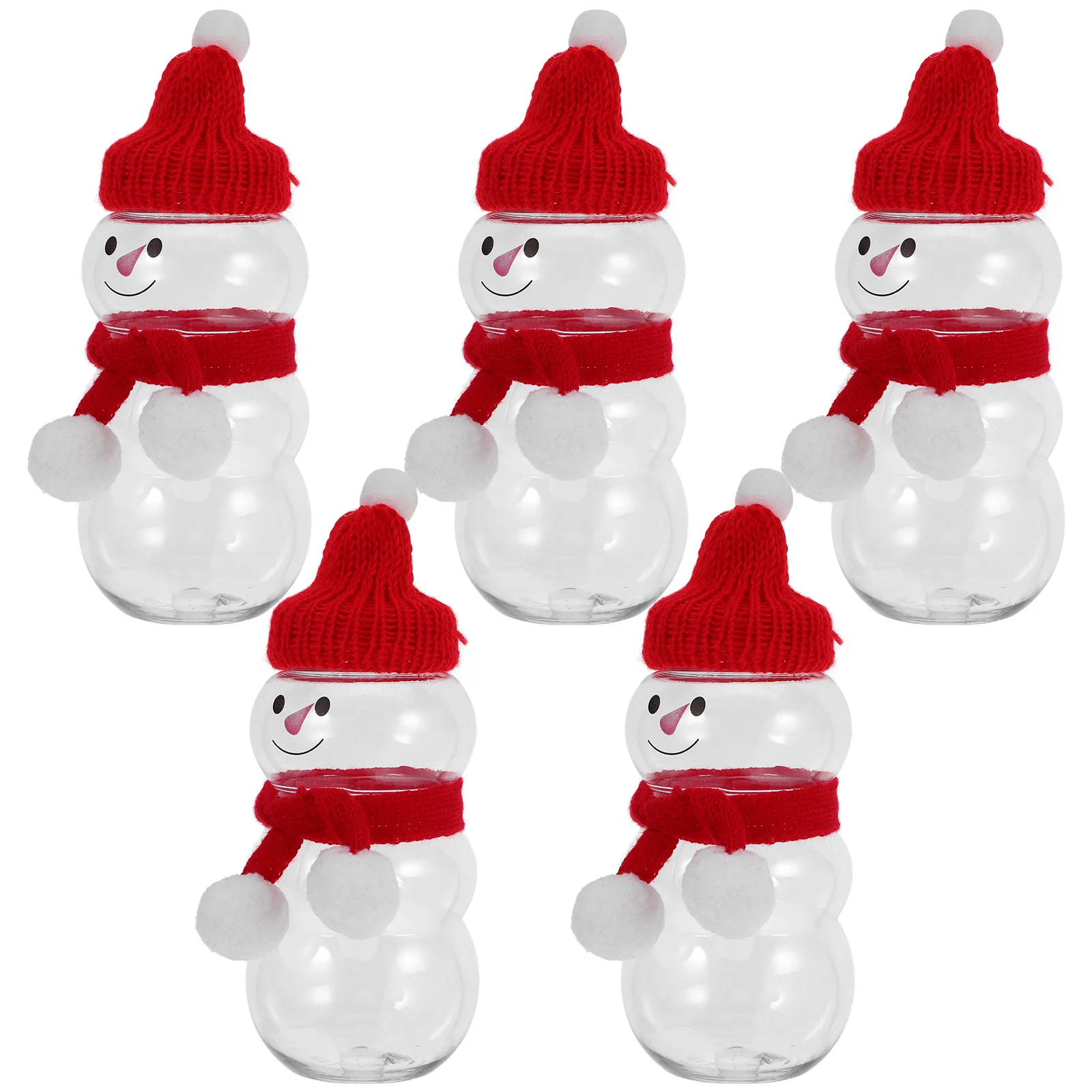 

6Sets Xmas Drink Containers Snowman Bottle Adorable Juice Bottles with Caps Portable Beverage Jars for Christmas Party Favors