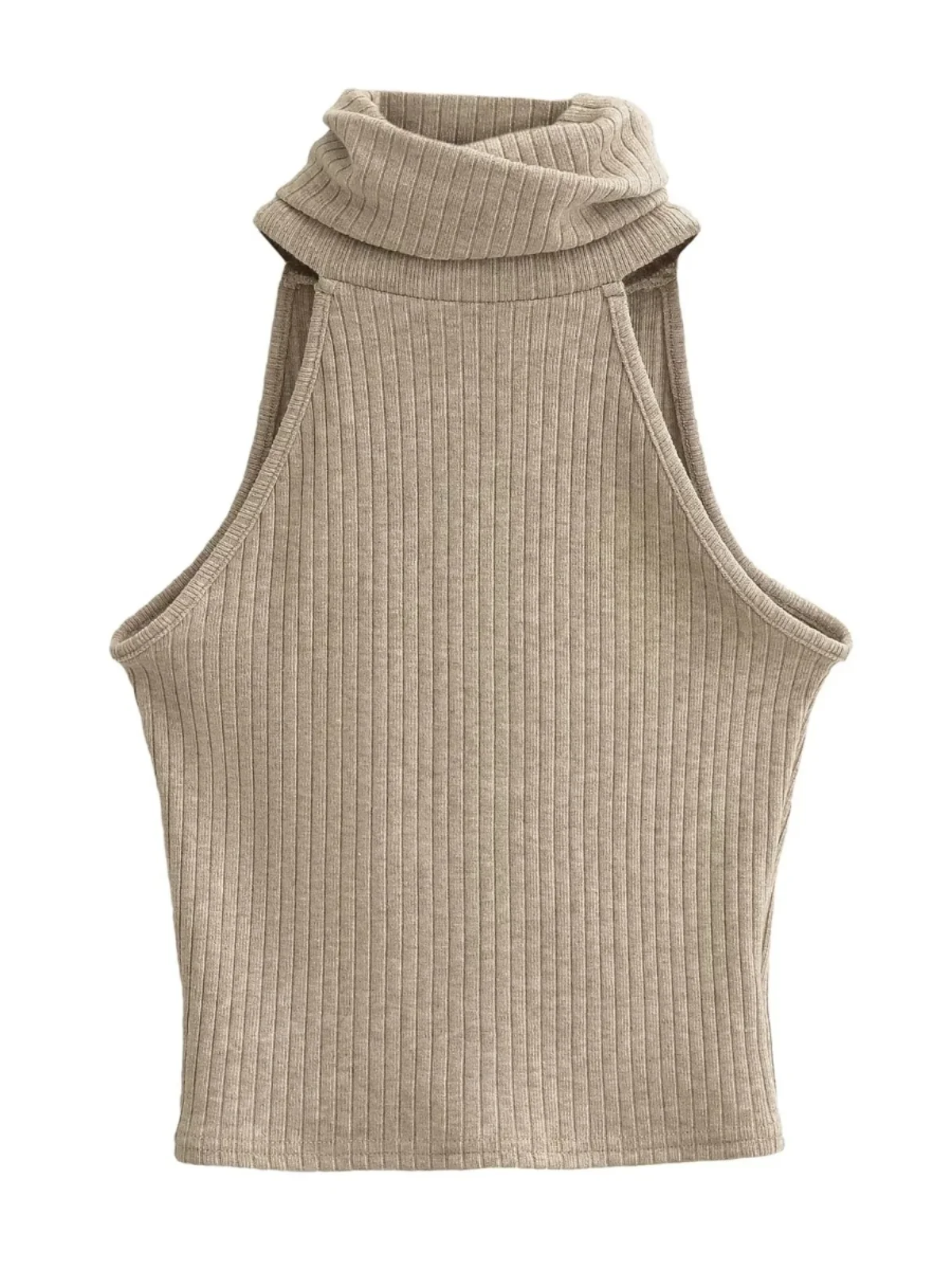 

Sexy ort Knitted Vest Women's Street Sle High Collar Slim oulder Spring 2024 Faion New Arrival Color Workwear