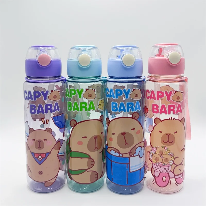 700ml Leak-Proof Durable Water Bottle Cute Capybara Water Cup with Carry Strap Portable for Sports Fitness BPA Free Perfect Gift