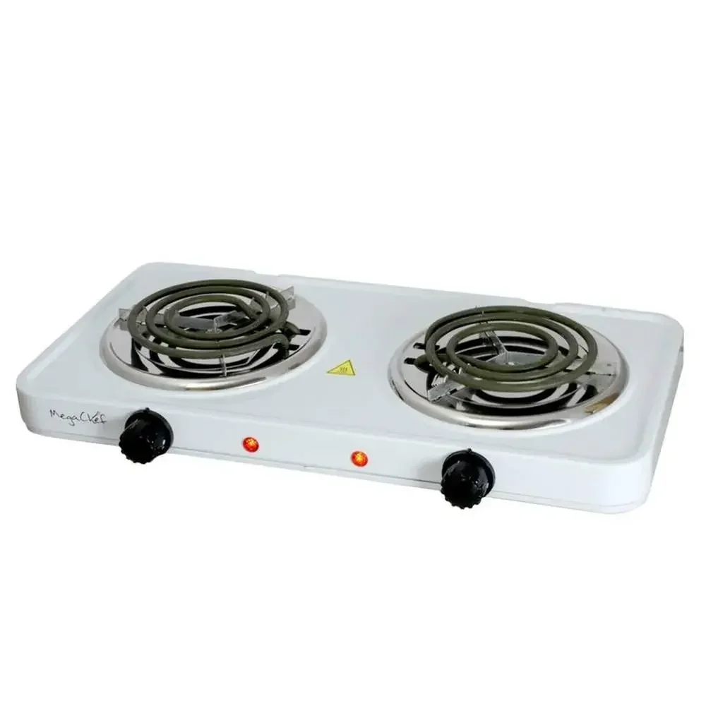 Portable Dual Coil Electric Cooktop 1700W Fast Heating Even Heat Distribution Adjustable Temperature Knobs Compact  Lightweight