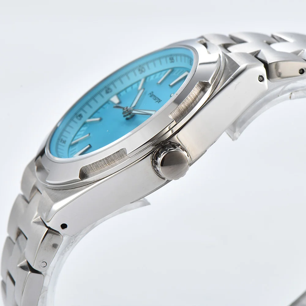 PARNSRPE NH35 40mm Men's Automatic Watch, Sapphire Crystal Date Window Waterproof Exhibition Back Gift Watch
