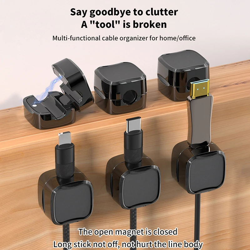 6 Pieces Of Magnetic Cable Clamp Adhesive Wire Rack Receiver For Keeper's Home Office Cable Management Under The Table Brief