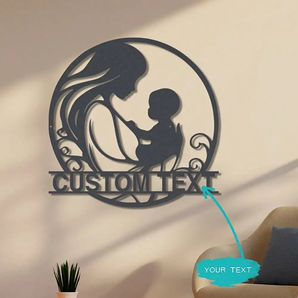 

Personalized Metal Wall Art Mother Son Gift Custom Family Sculpture Home Decor For New Mom