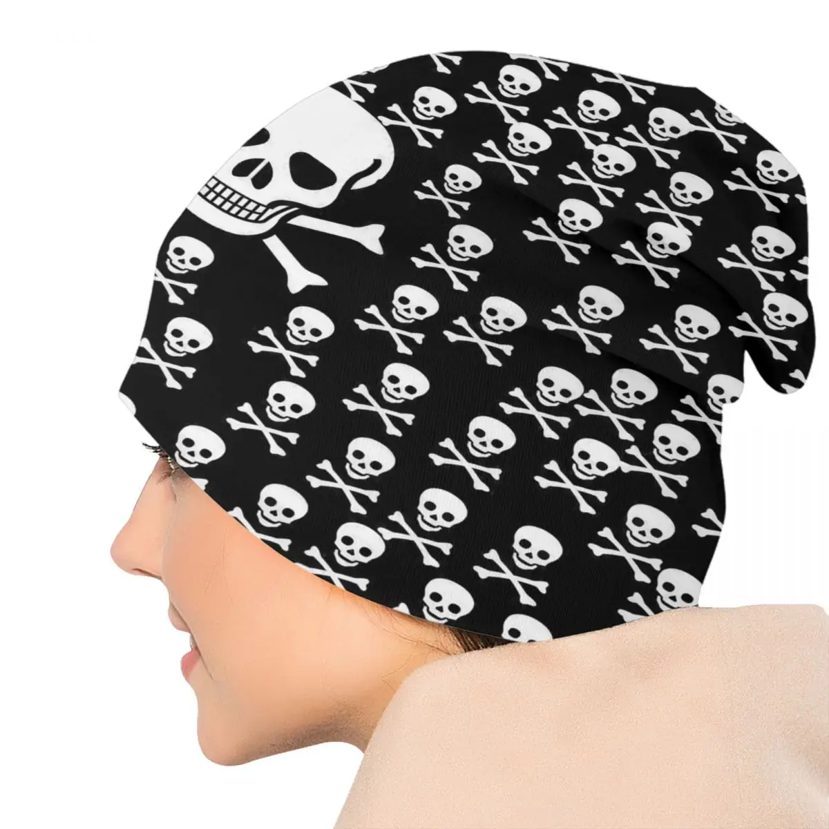 Custom Skull Print Bonnet Hats Street Knit Hat For Women Men Winter Warm Horror Skeleton Death Skullies Beanies Caps