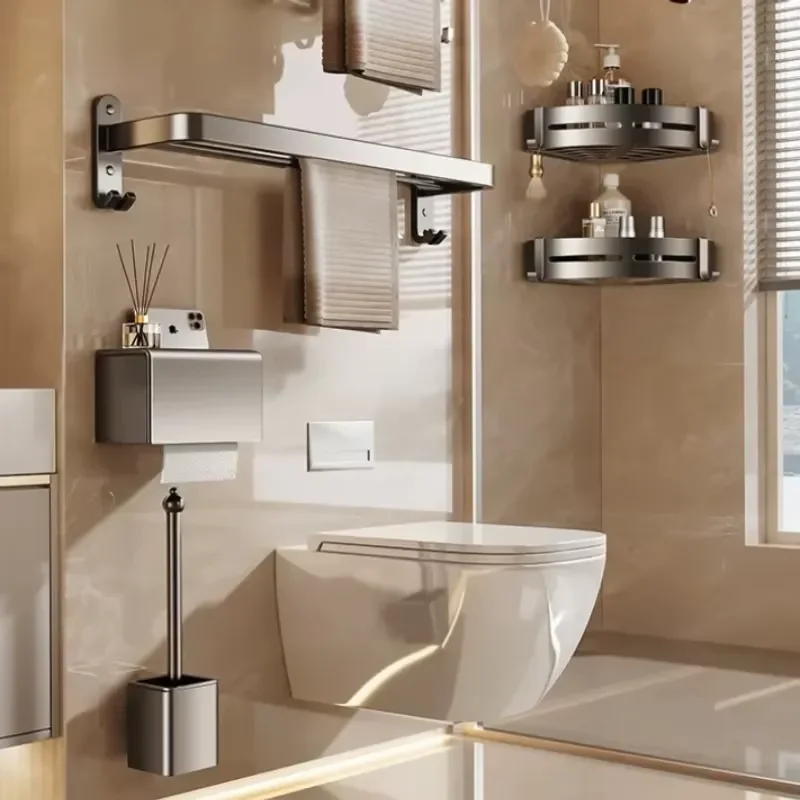 for Home Towel Rack Toilet Non Punching Bathroom Racks Shelf Accessories Organizer Wall Shelves Dryer Cradle Hotel Shelf