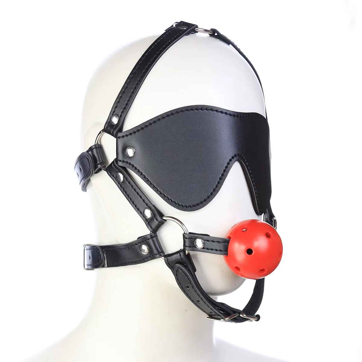 Couple Mouth Gag Eye Patch BDSM Bondage Gear Adult SM Slave Erotic Games Role Play Harness 18+ Fetish Toy Mouth Ball Eye Blinder view 3