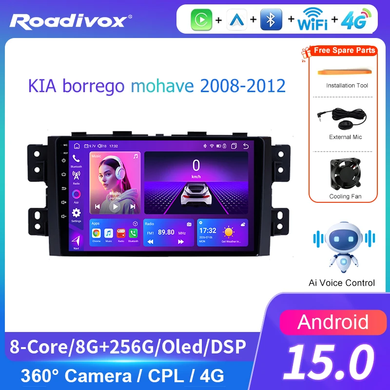 AI VOICE roadivox Android car radio for KIA borrego mohave 2008 2012  stereo GPS Navigation video Multimedia Player tape