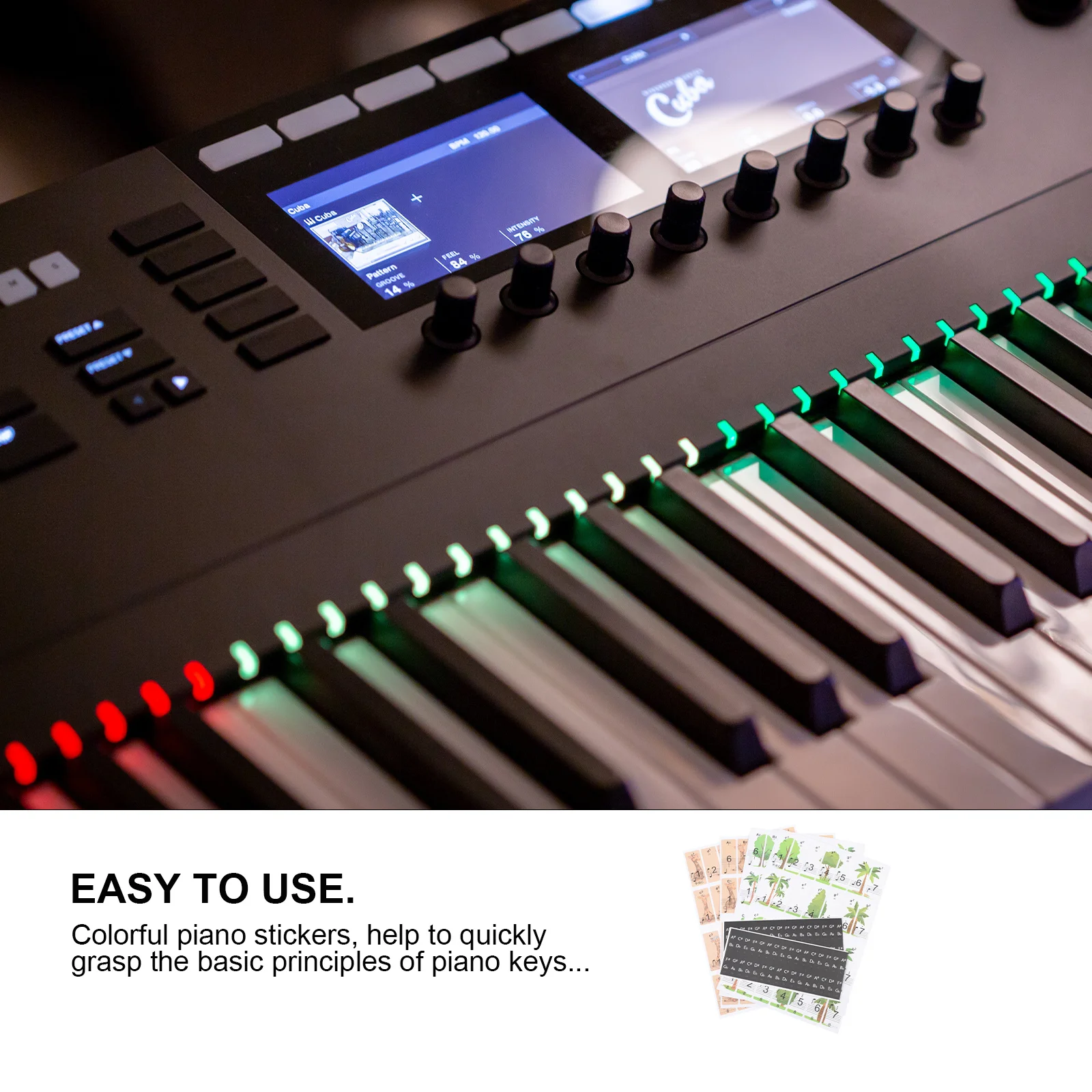 

2 Sheets Piano Keyboard Sticker Protective Stickers for Beginners Label
