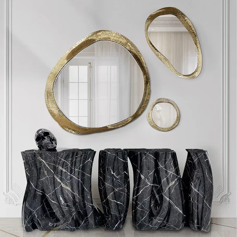 Vintage Mirror Large Wall Mirrors Accessories Aesthetic Led Makeup Shower Room Decor Full Body Golden Standing Floor Dressing