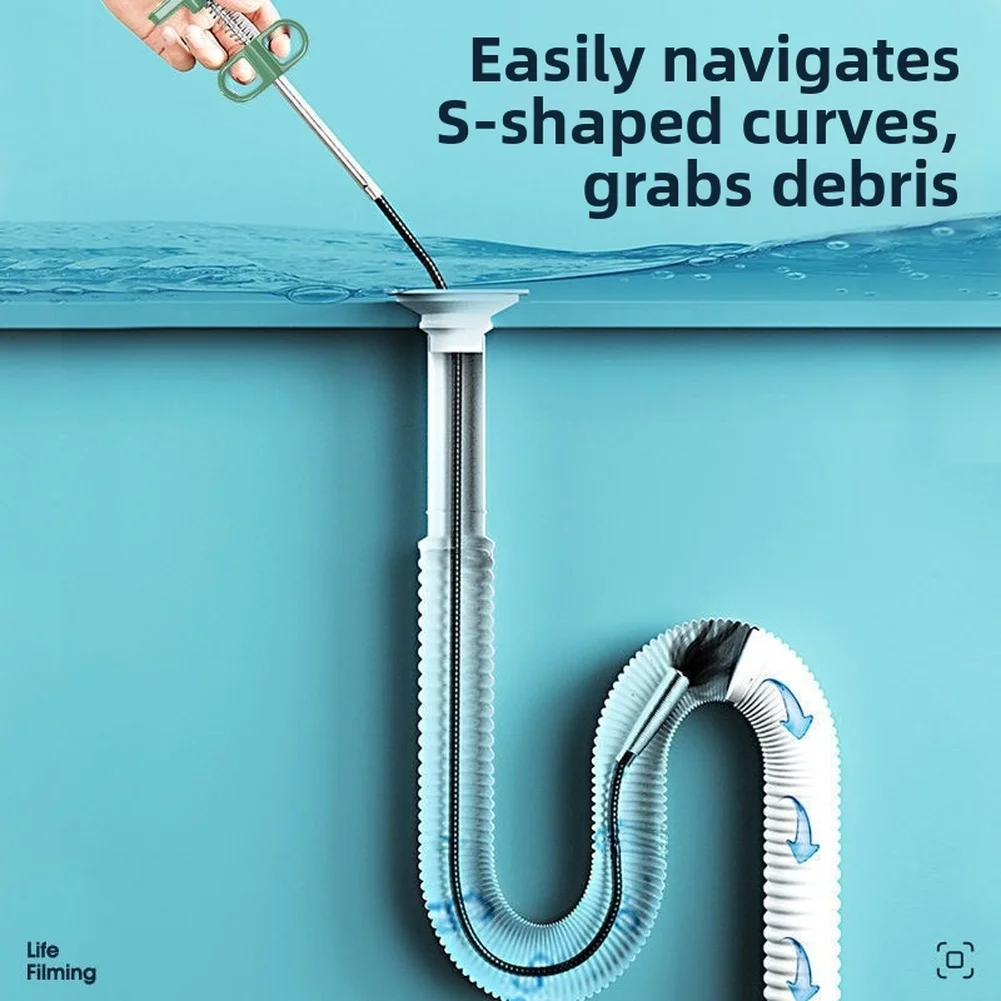 Green Drain Snake Claw for Hair and Debris Removal For Sink Toilet Shower Drain 0.6m 0.9m 1.6m 2m Flexible Wire Plunger