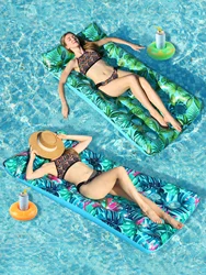 2 Pack Inflatable Pool Float Mat, Giant Pool Floats Adult Size with Headrest, Lake Float Raft Water Lounger
