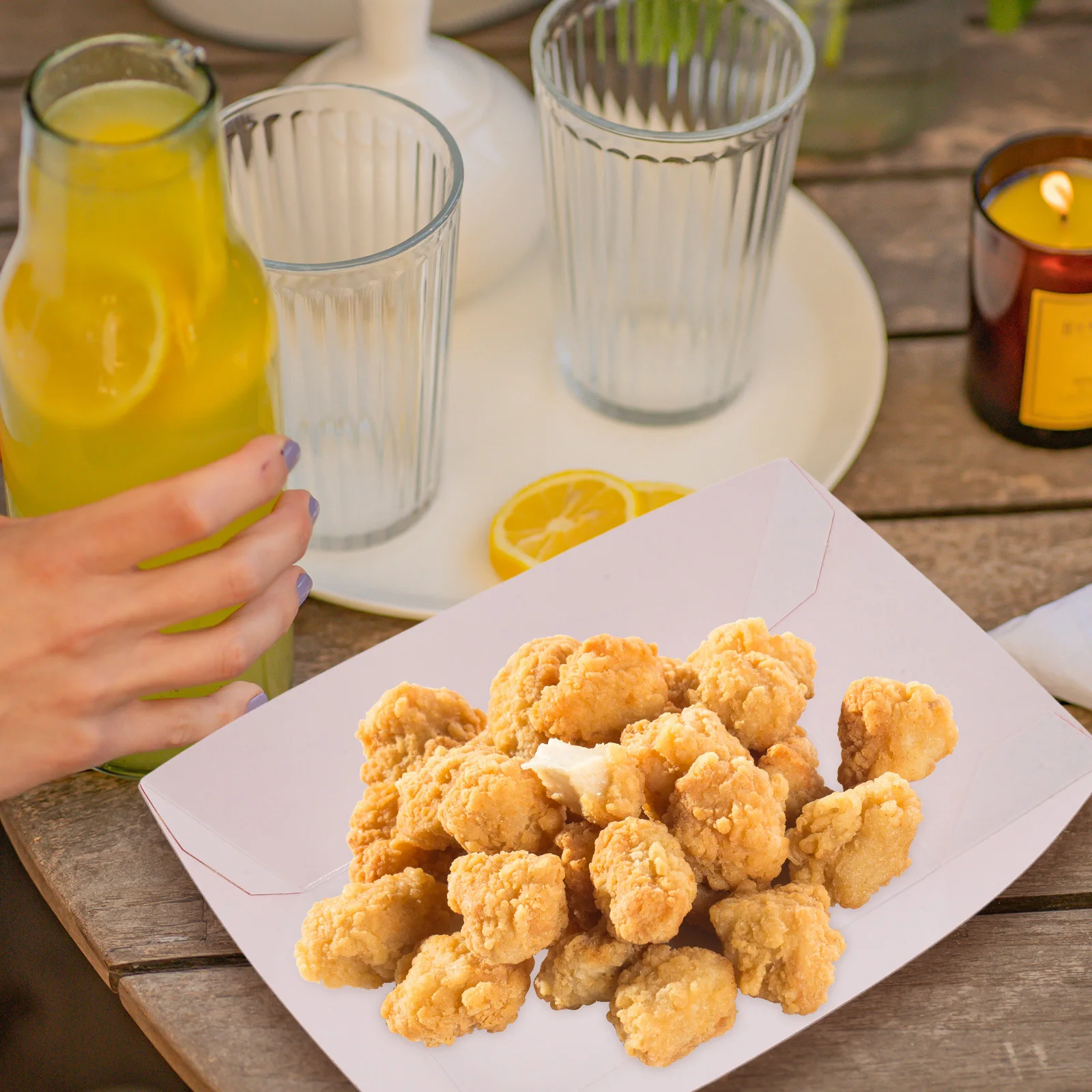 

50Pcs Snack Boxes Disposable Food Boats for Hot Dogs French Fries Popcorn Party Carnival Themed Food Trays Serving Boats