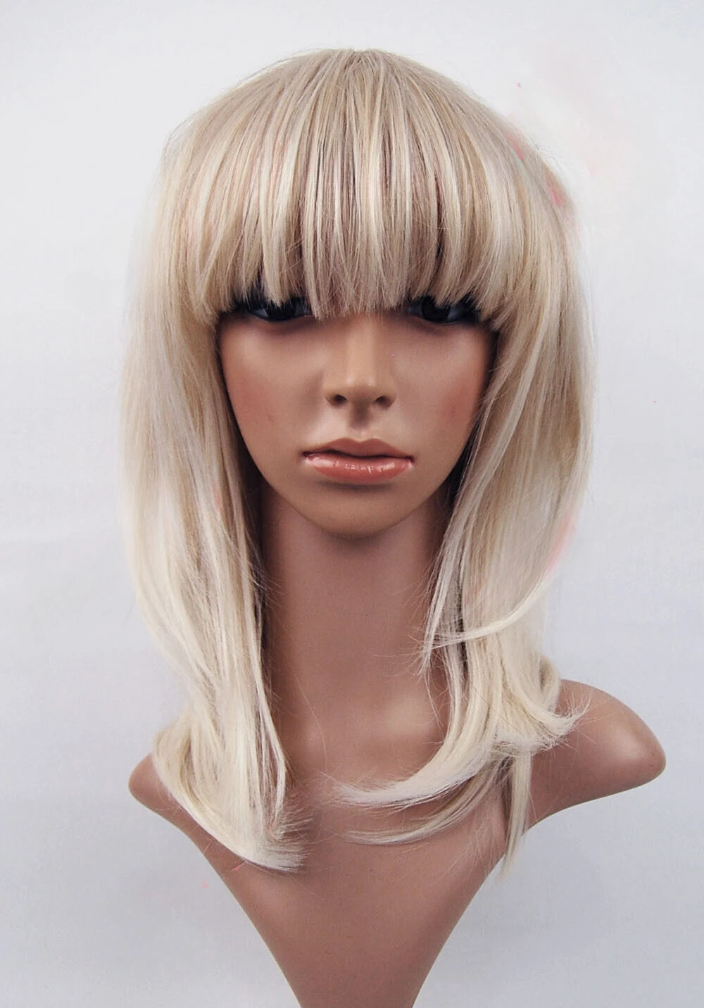 

Honey to Platinum Blonde Fade Ombre Layered Straight Fringe Wig