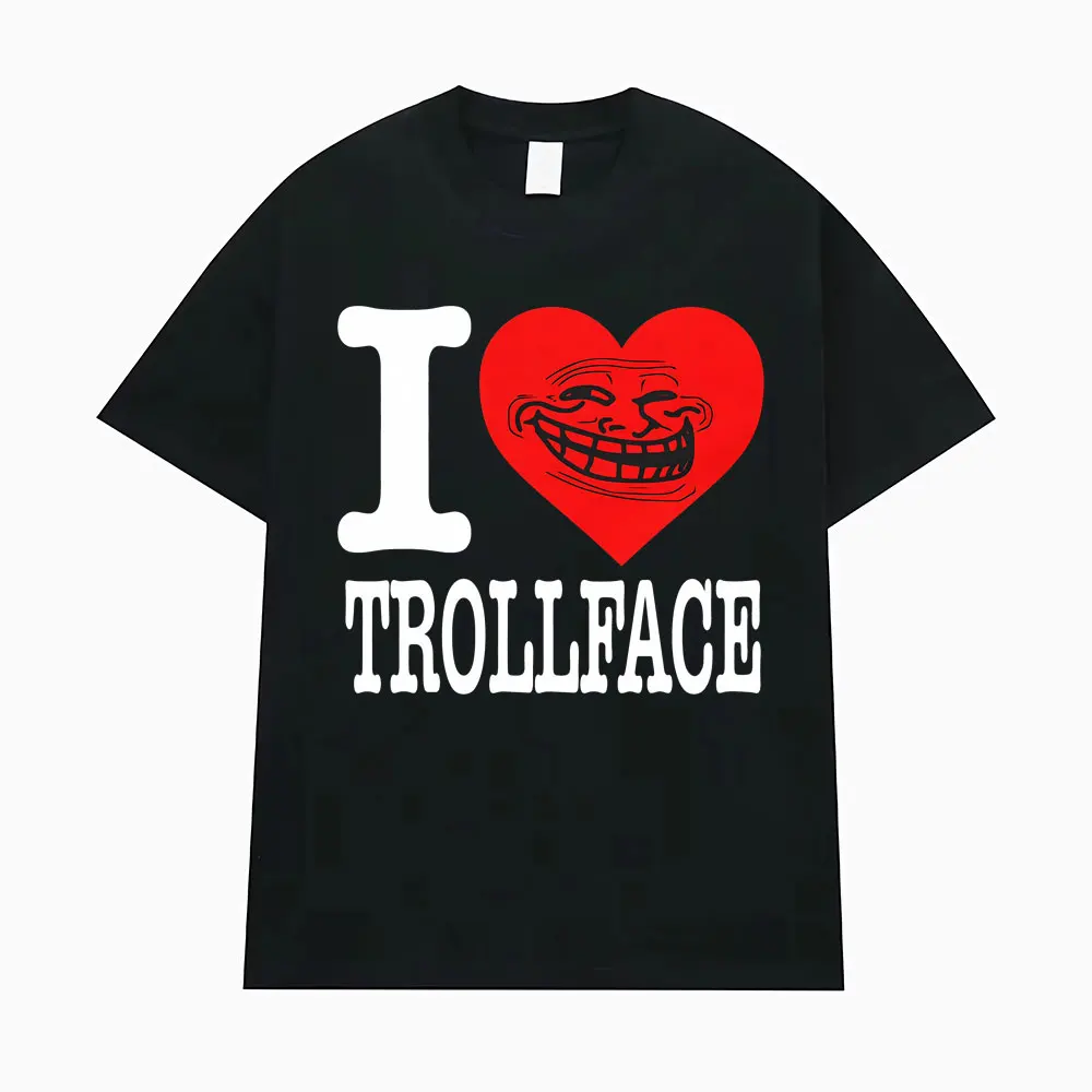 Dark Internetcore Y2K Cursed Trollface Funny Meme T-Shirt Men Women Fashion Short Sleeve Wear Comfort T-shirts Classic Tops Tees