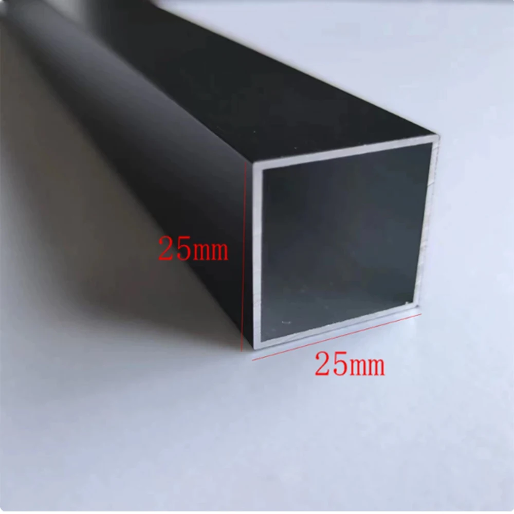 2pcs 500mm 6063 Aluminum Square Tube Black Thick 1/1.5/2mm Hollow Rectangular Aluminium Profile Tubing DIY Frame