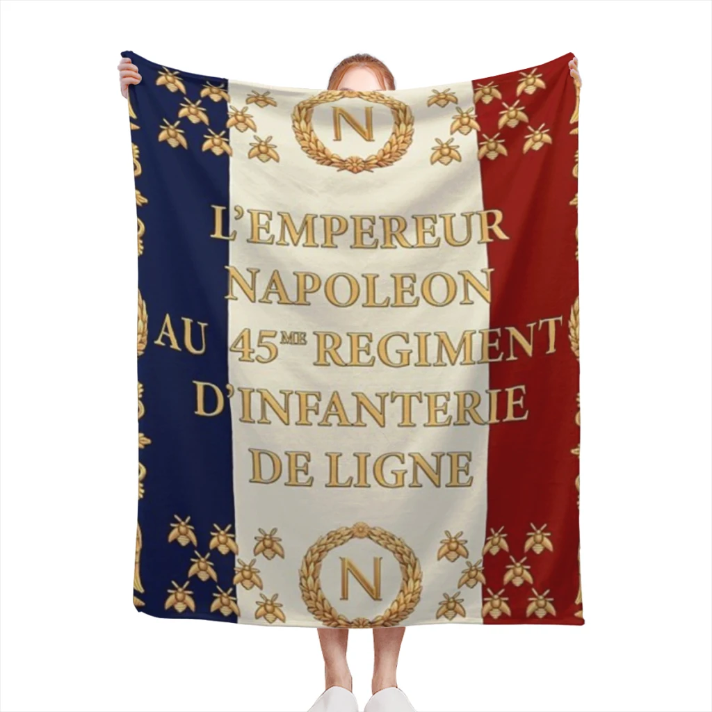 

Napoleonic French 45me regimental flag Medium Blanket Soft comforter sets throw for Couch Warm Flannel Blankets Bedroom Décor