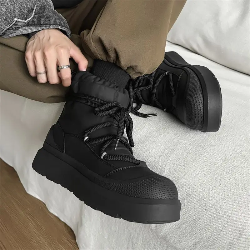 Nowe jesienno-zimowe buty męskie typu high top, ocieplane grubą bawełną, codzienne, antypoślizgowe, na grubej podeszwie, odporne na zimno, ciepłe bawełniane.