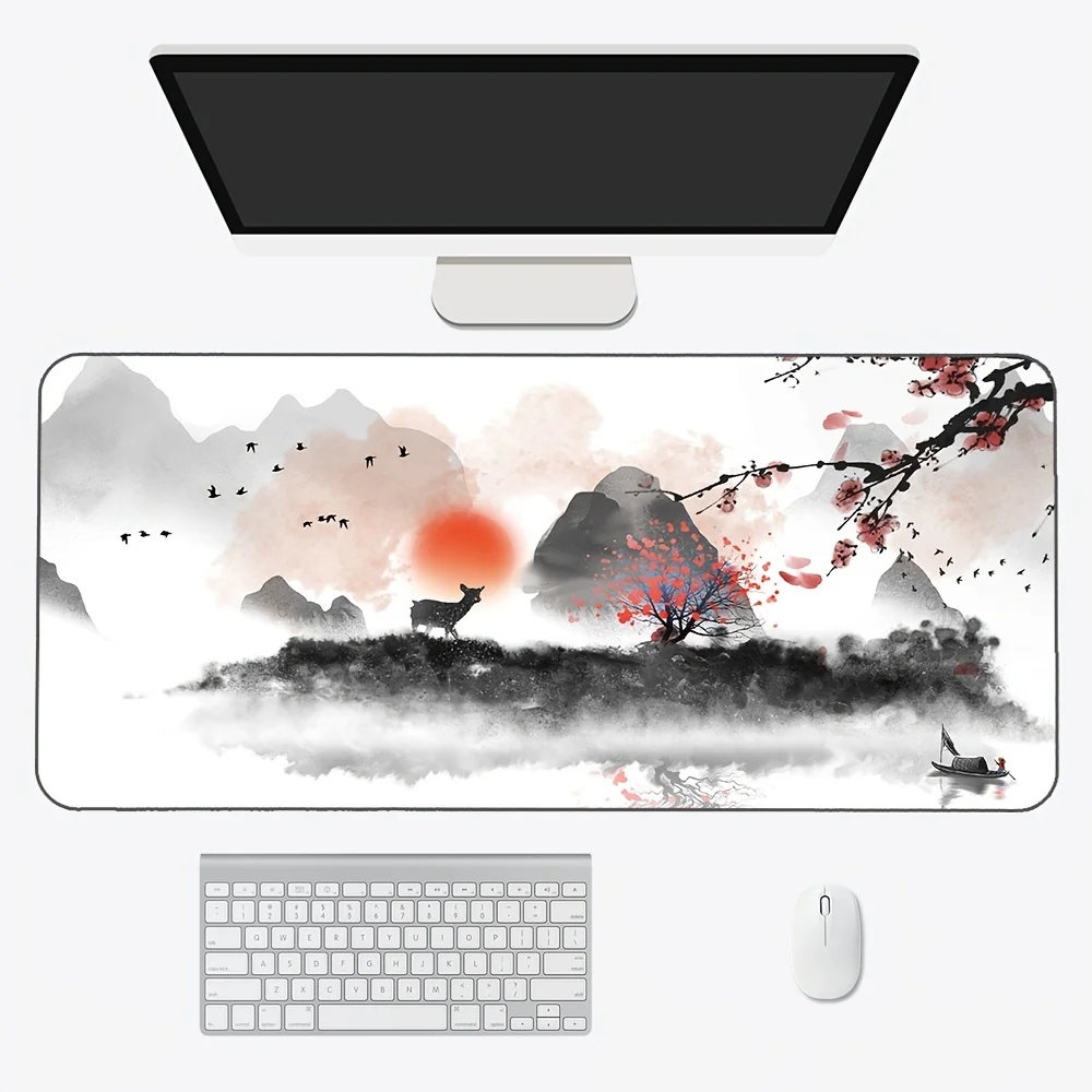 Gaming Mouse Pad Big XXL Lotus Pond Spring Mice Mats Rubber Gamers Desk Pad Office Carpet Pc Accessory Gamer Decoration Setup