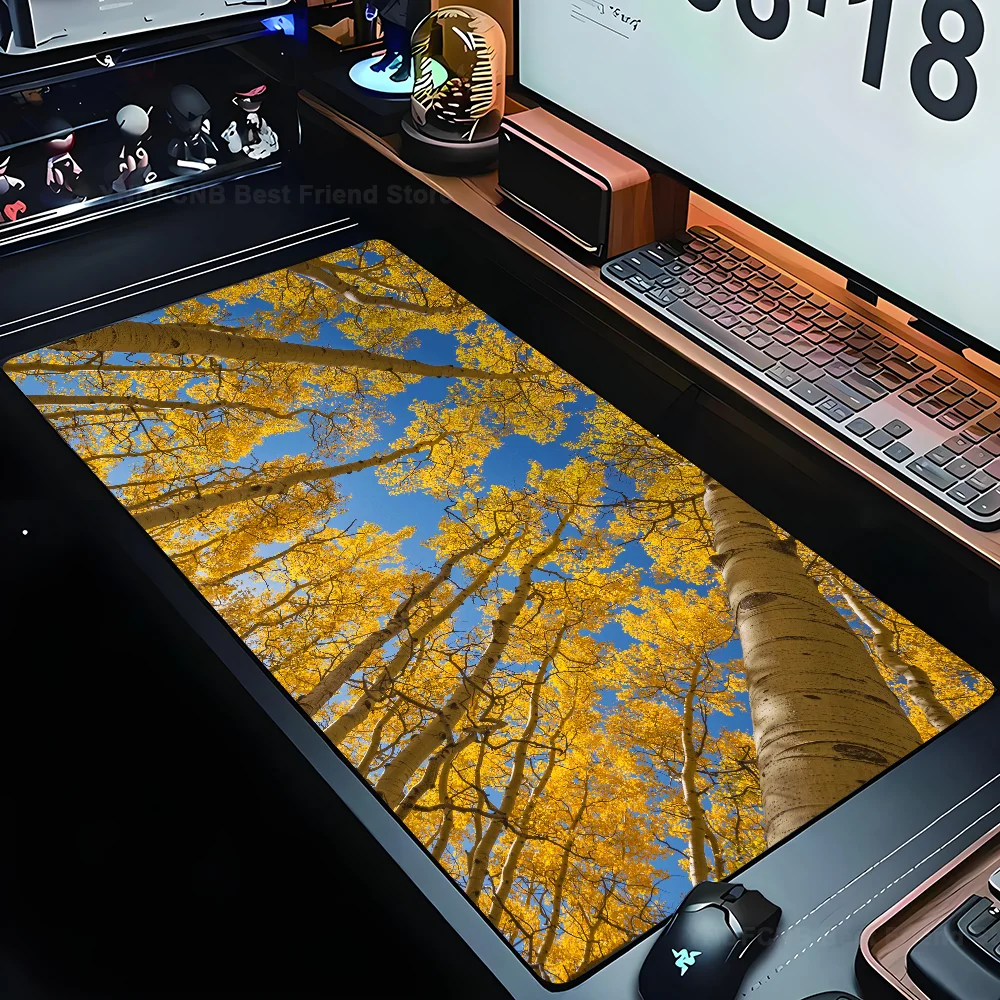 

Aspen Trees Sky Branch Mousepad Mouse Mat Desk Mat With Pad Gaming Accessories Prime Gaming XXL Keyboard Pad