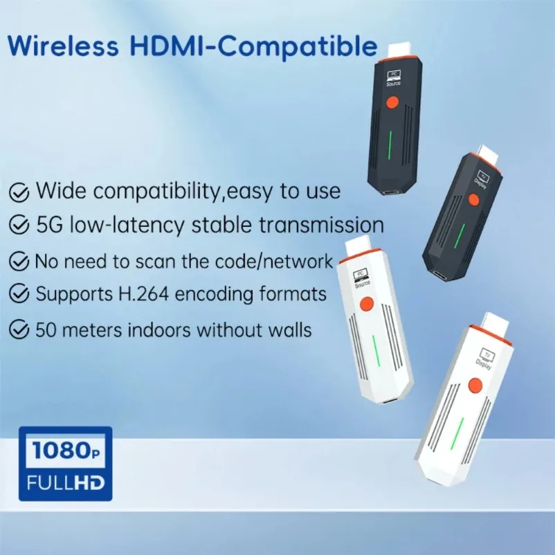 50 متر 1080P HDMI-متوافق مع جهاز ريسيفر استقبال وإرسال لاسلكي فيديو جهاز استقبال للتليفزيون عرض موسع للكاميرا الكمبيوتر المحمول إلى التلفزيون