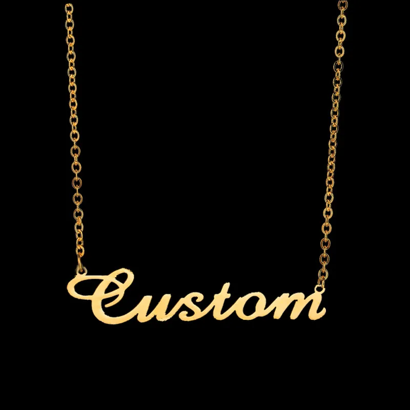 Kalung liontin nama kustom Fashion baja tahan karat kalung Choker huruf ulang tahun kalung papan nama hadiah pernikahan