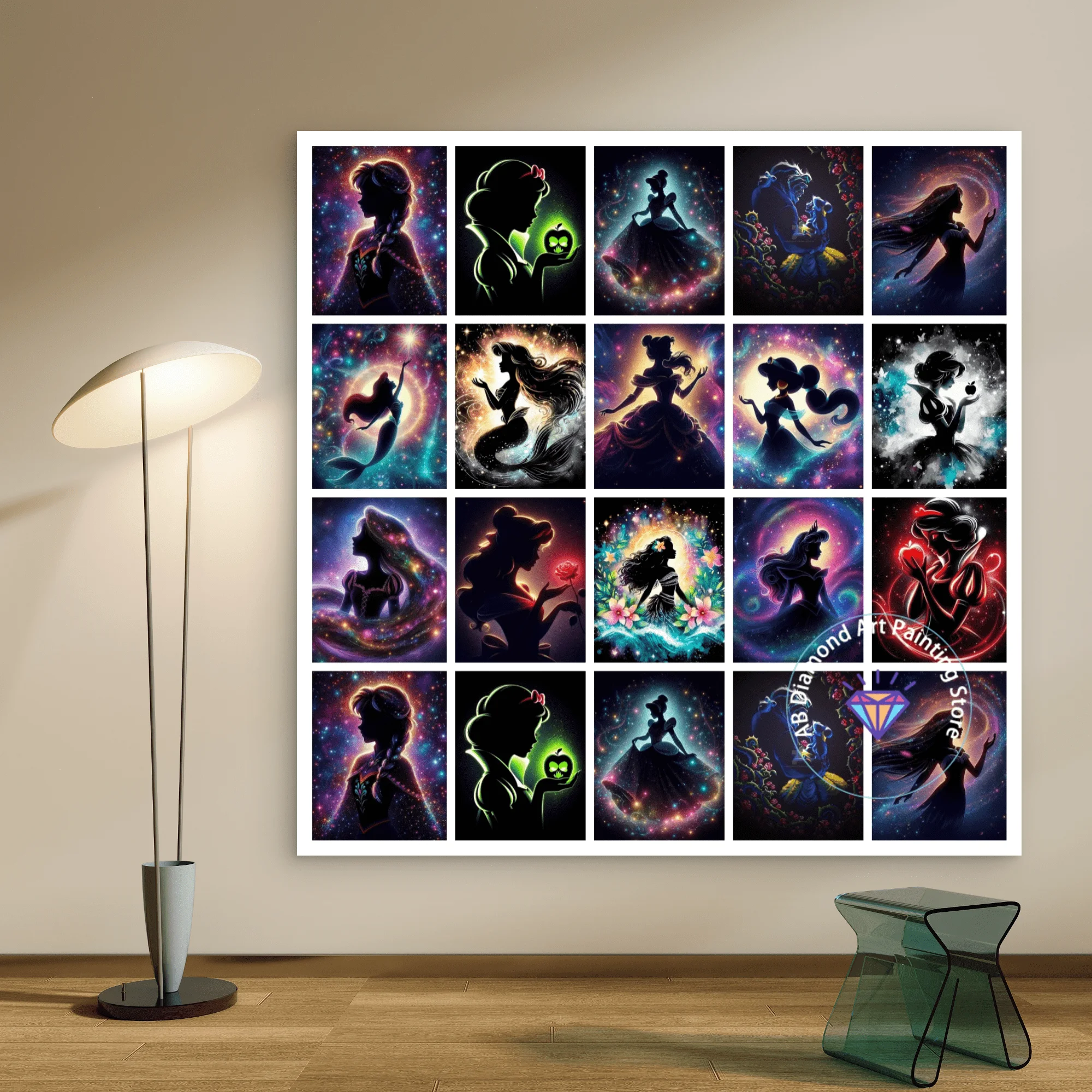 

Elsa Princess Mermaid Bell Princess Snow White AB Diamond Painting Kits 5D DIY Diamond Embroidery Handmade Art Gift Crafts