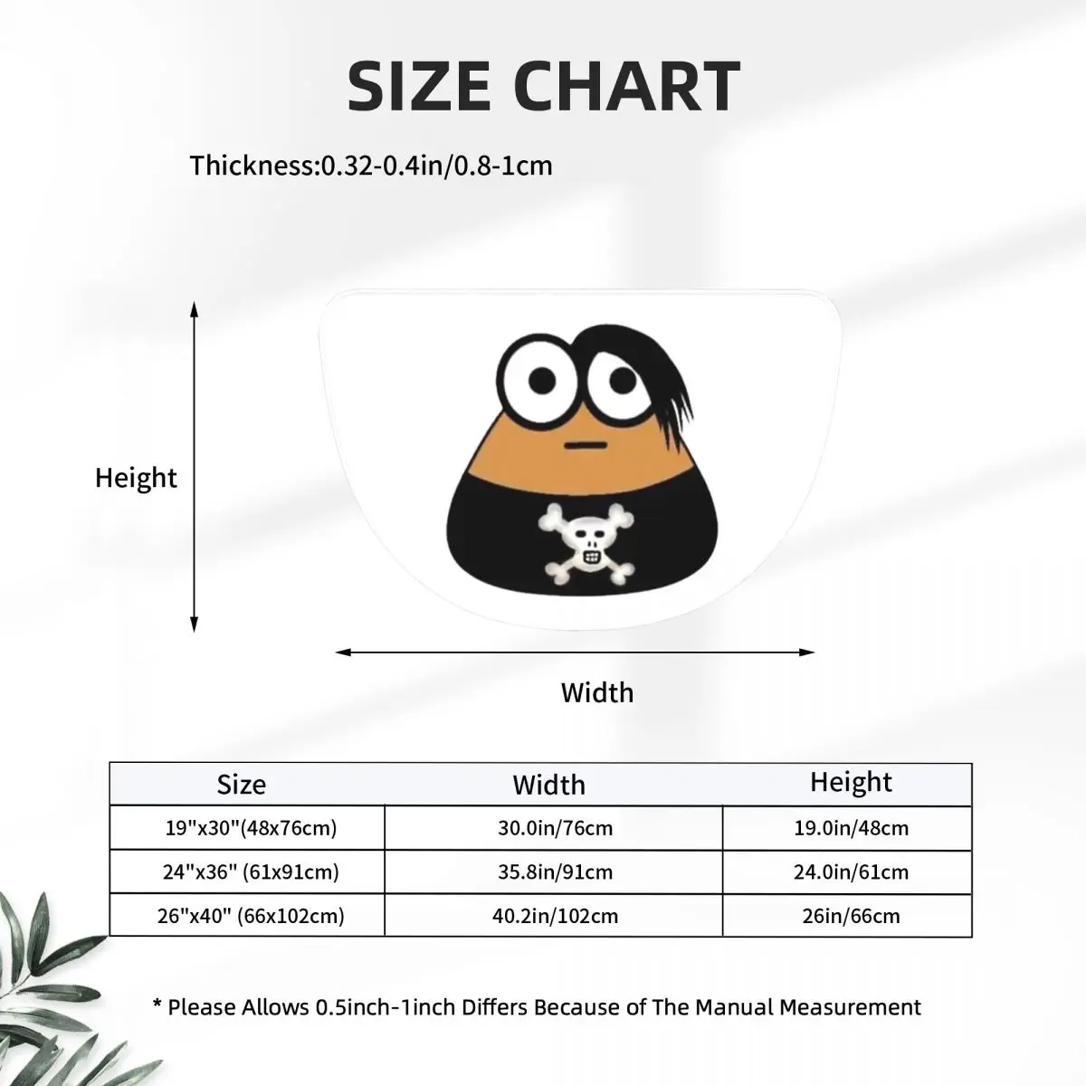 Emo Goth Pou Meme Brown Alien Baby Mobile Pet Soft Flannel Half Round Doormat Non Slip Bathroom Mat Absorbent Floor Carpet