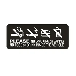 New Design Warning Sign No Smoking E-cigarette Food Drink In Car Taxi Window Sticker Decorative Accessories, 15cm