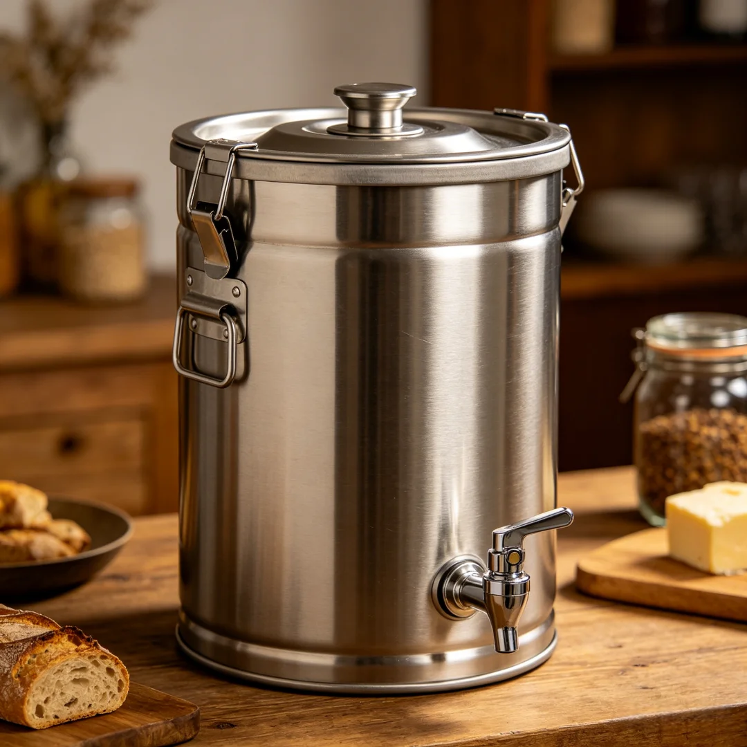 Food Grade Stainless Steel Brew Fermentation Bucket, Home Brewing Essential, Airtight Leak-Proof & Easy Clean Storage Tank