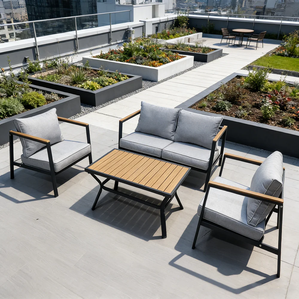 Modern Aluminum Garden Furniture Set Sectional Metal Patio Couch For Outdoor Hotel Applications Gardens