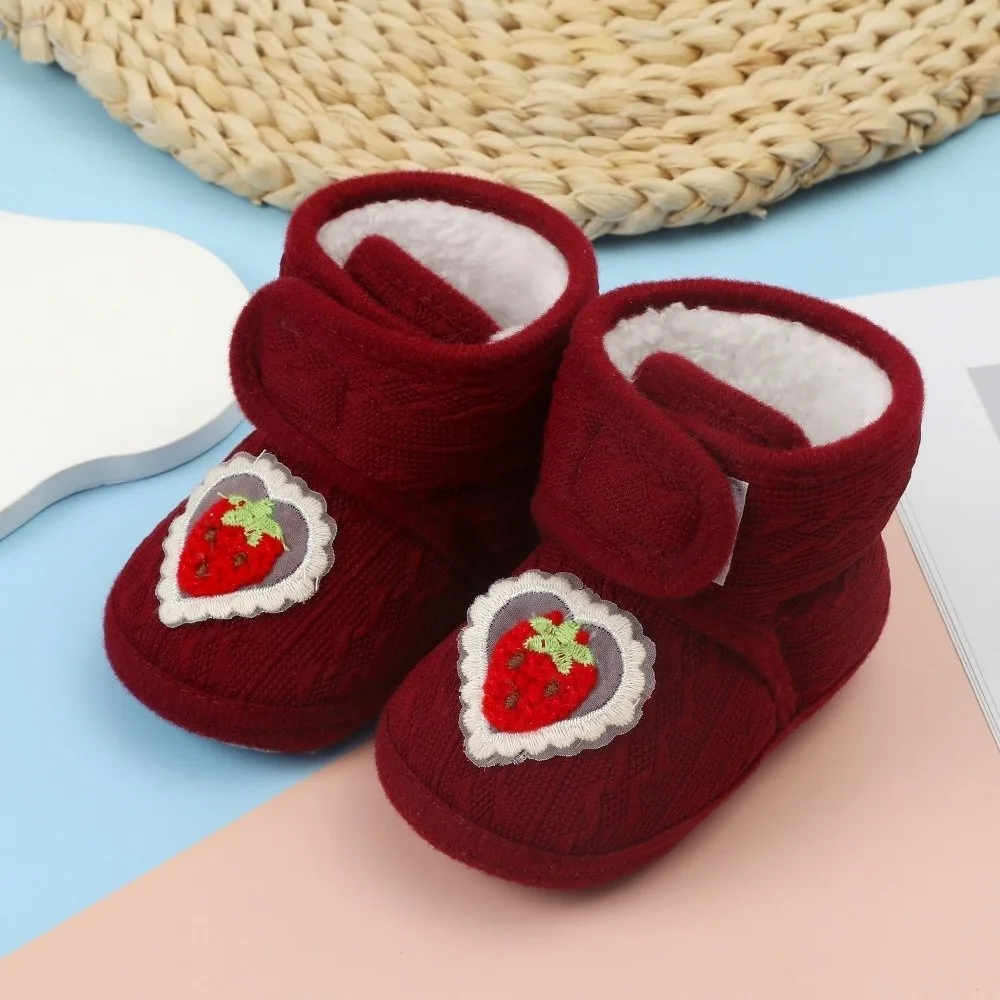 Durable Winter Newborn Shoes Cotton Warm Toddler Snow Boots 0-12 Months Anti-Drop Infant First Walking Shoes