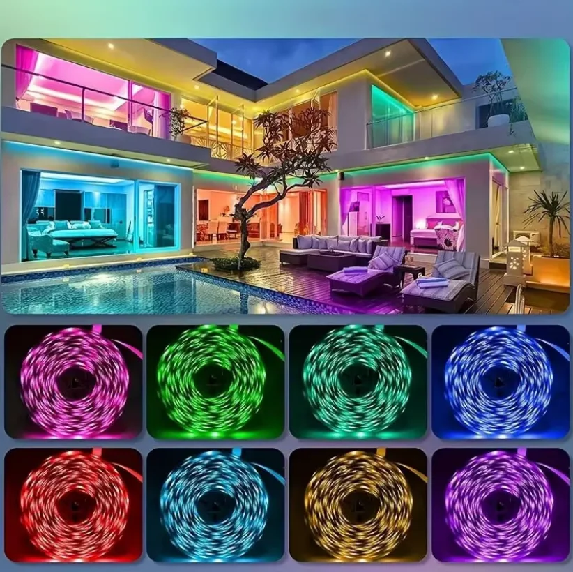 Smart Tuya Striscia luminosa a LED 1-30m Luci a LED WiFi Alexa Google Cambia colore ad attivazione vocale Sincronizzazione musica per l\'arredamento