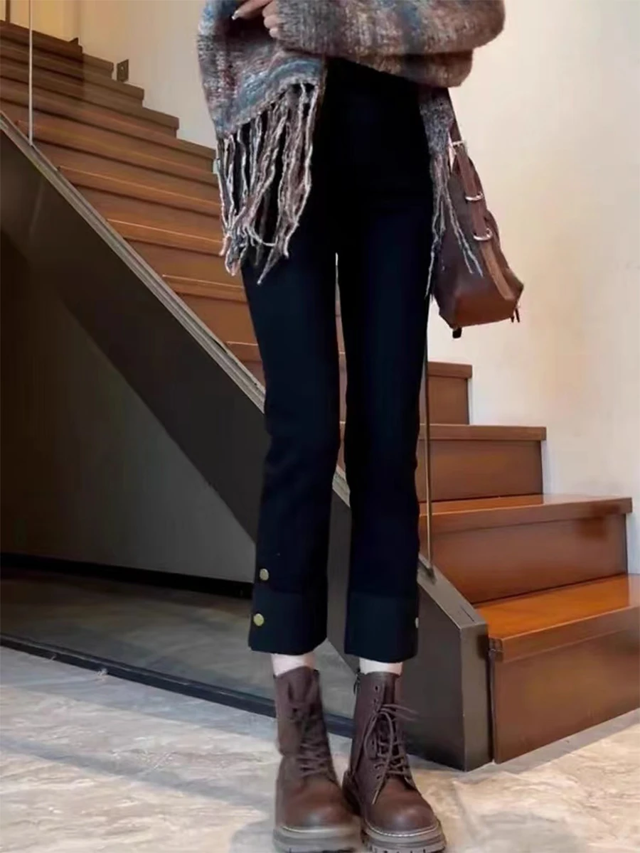 

High Waist Slim Fit Bla Elastic Denim Jeans Women's Spring 2026 Faion plus Size Nine Tube Straight Leg Jeans