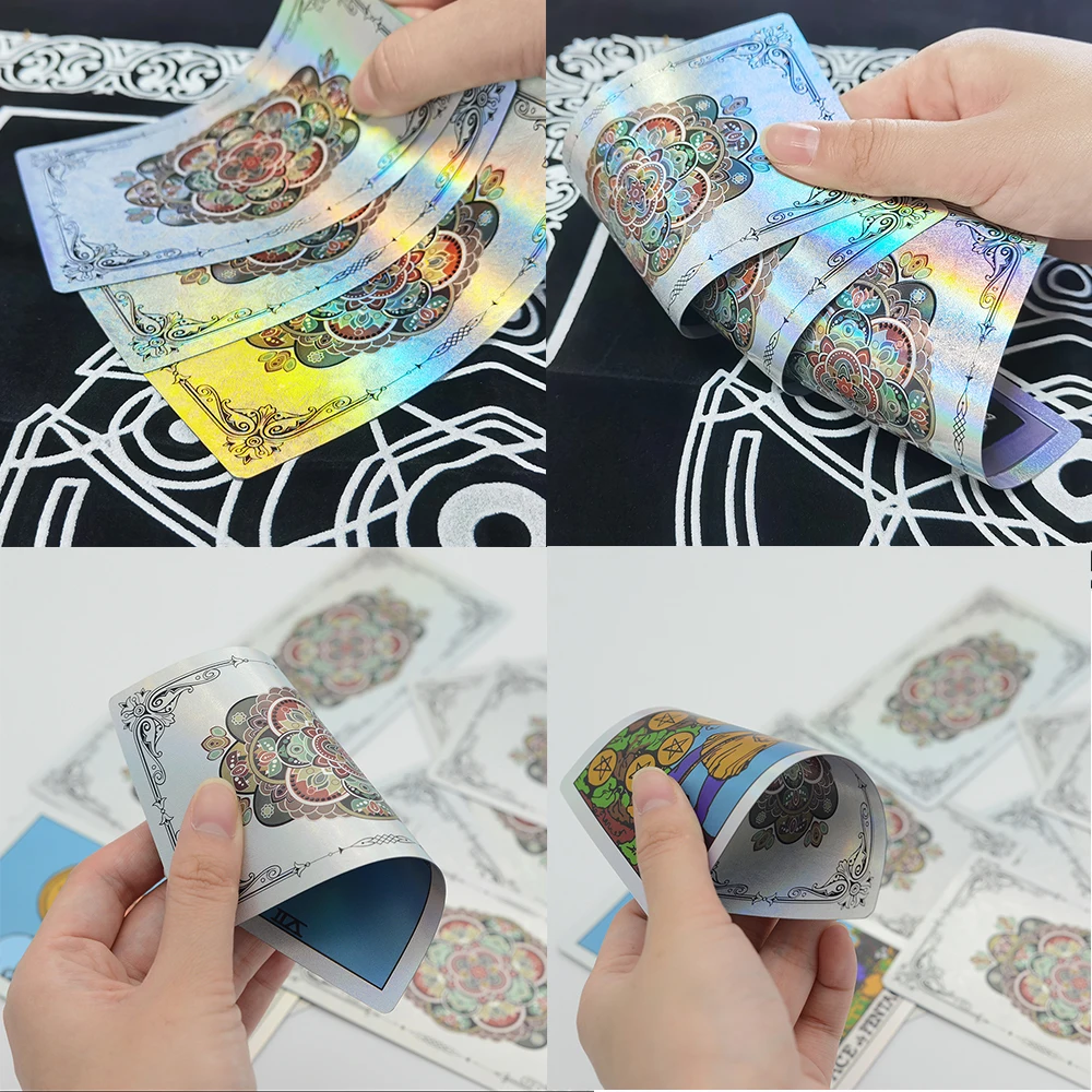 New laser gold foil tarot card PVC table game with color manual divination card gift box set bronzing waterproof luxury