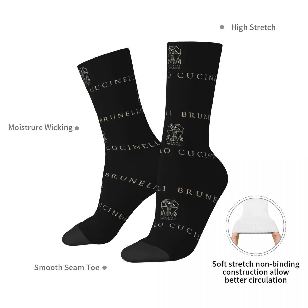 Brunello Cucinelli Logo Socks Luxury Brand Merchandise For Men Women Cozy Socks Soft Stocking