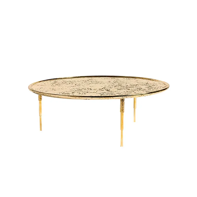 

Italian light luxury, metal coffee table for home use, living room art, round edge table