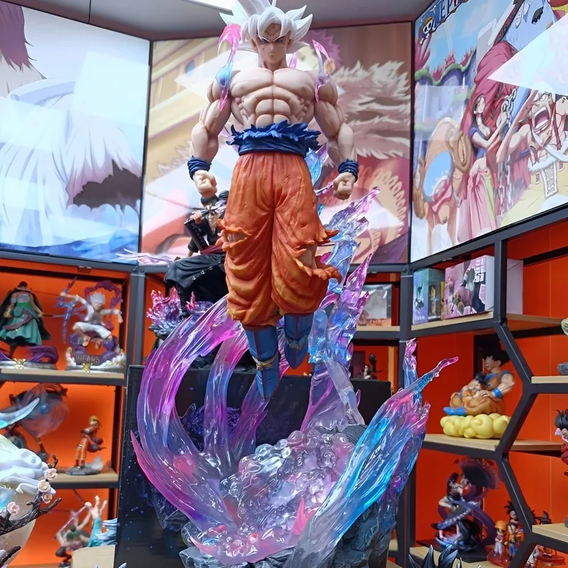 Dragon Ball Super Son Goku Gk Figure With Led Light 3 Heads Ultra Instinct Anime Figures 52cm Pvc Figurine Statue Model Toy Gift