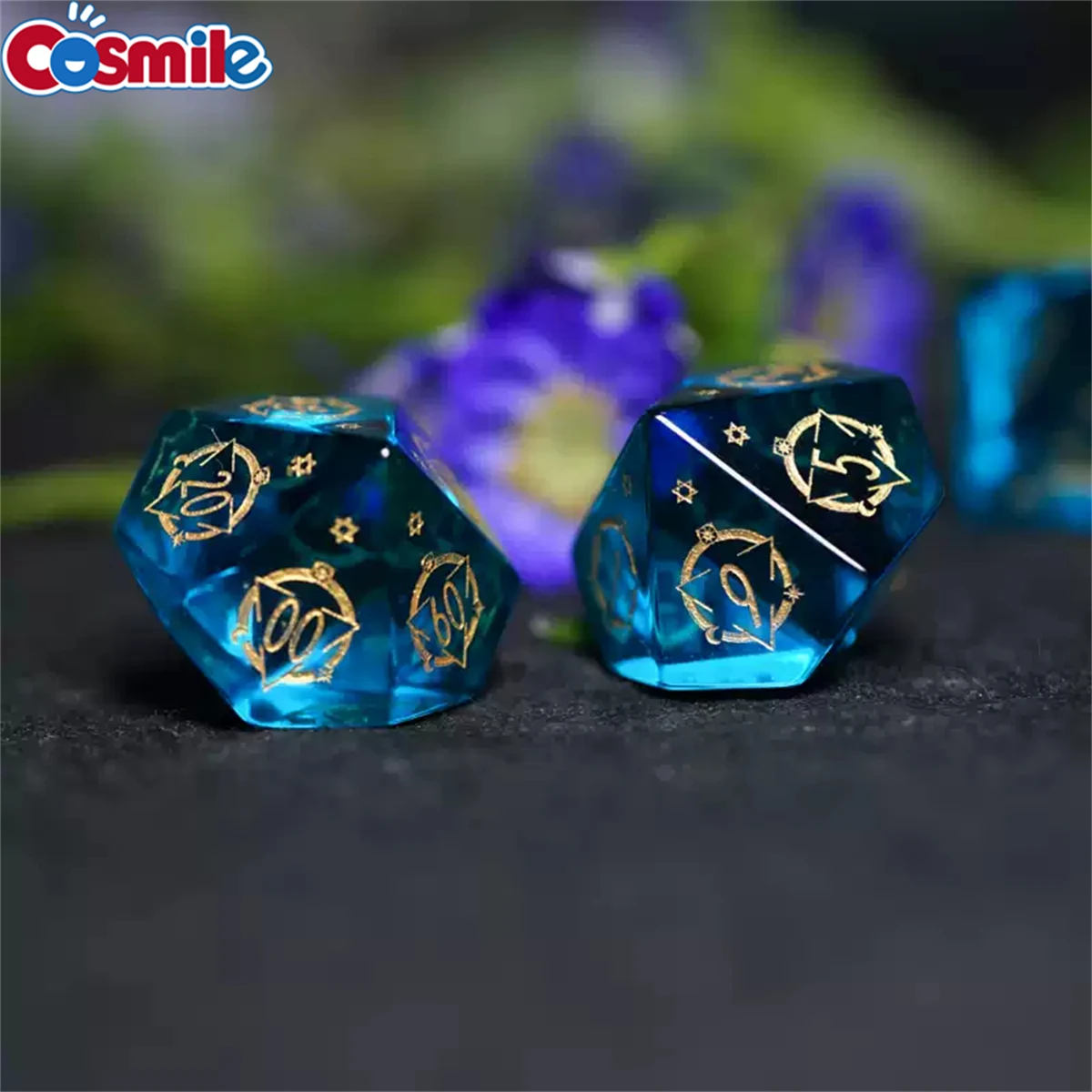 Creative Angled Glass Dice DND Handmade D4-D20 Polyhedral Gemstone Dice Set with Leather Box for D&D Role Playing Board Games