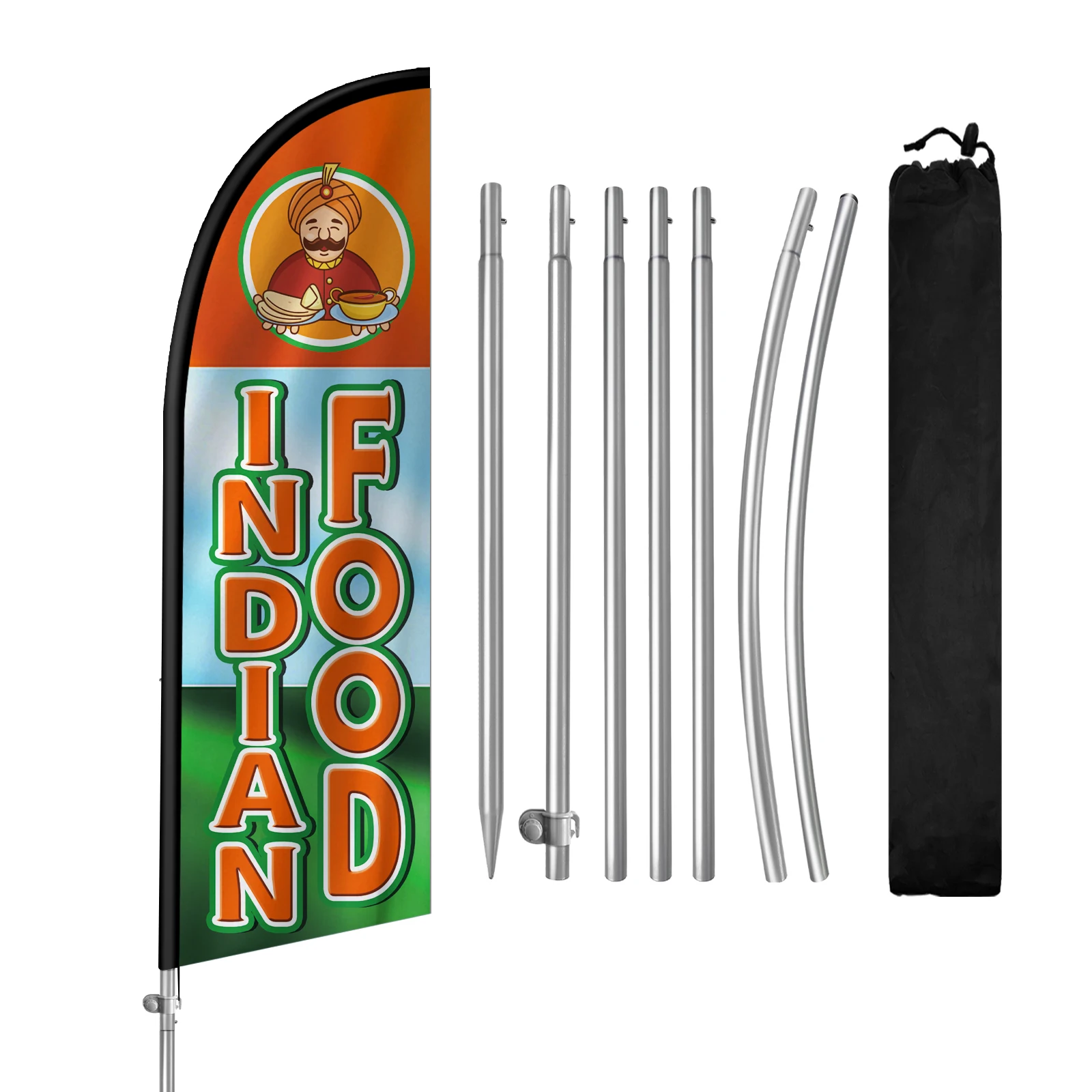 FSFLAG-The Indian Food Feather Flag with Aluminum Flagpole, Advertising Outdoor Banner Decoration for Business, 280cm,1Pc