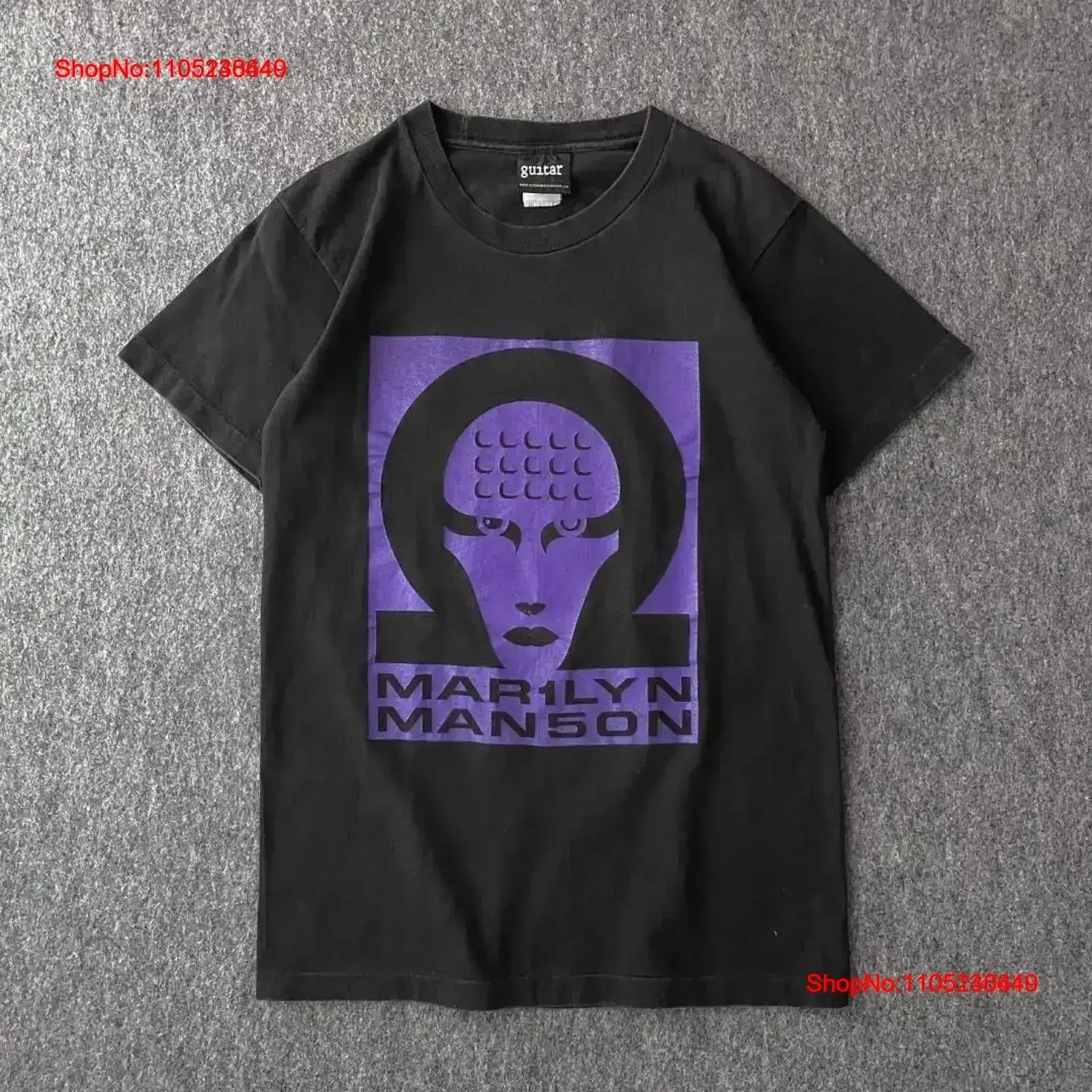 Marilyn Manson T Shirt Guitar Single Fade Band vintage Washed fashion Comfortable Soft Top For Everyday Wear homme Casual