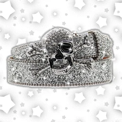Men's Women's Fashion Skull Rhinestone Belt Bling Studded Design Leather Diamond Waistband Western Cowgirl For Jeans Dress
