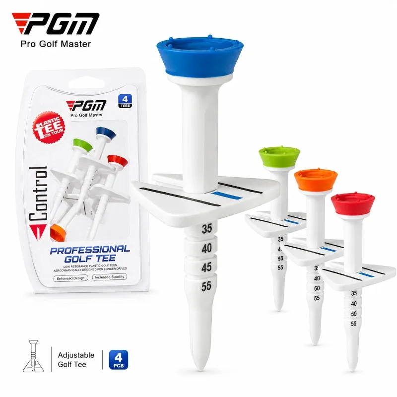 PGM Adjustable Golf Tees 4PCS Golf Tee Set 35-55mm Plastic Driver Tee Durable Practice Ball Holder QT022