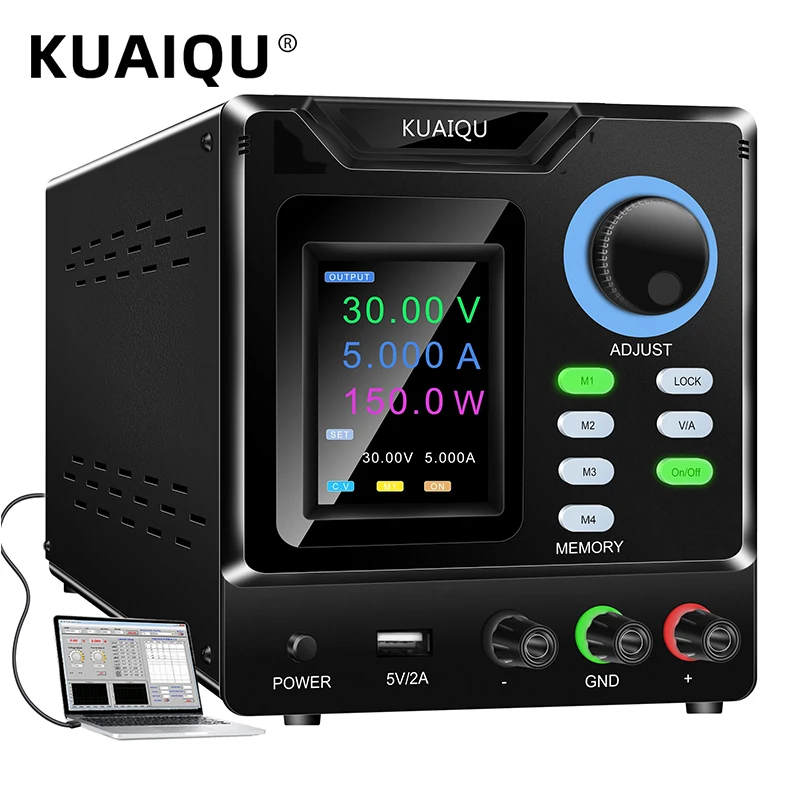 

KUAIQU Programmable Switching Power Supply RS232/USB Port Software Connect PC Regulated Lab Bench Power Supply 30V 5A 10A