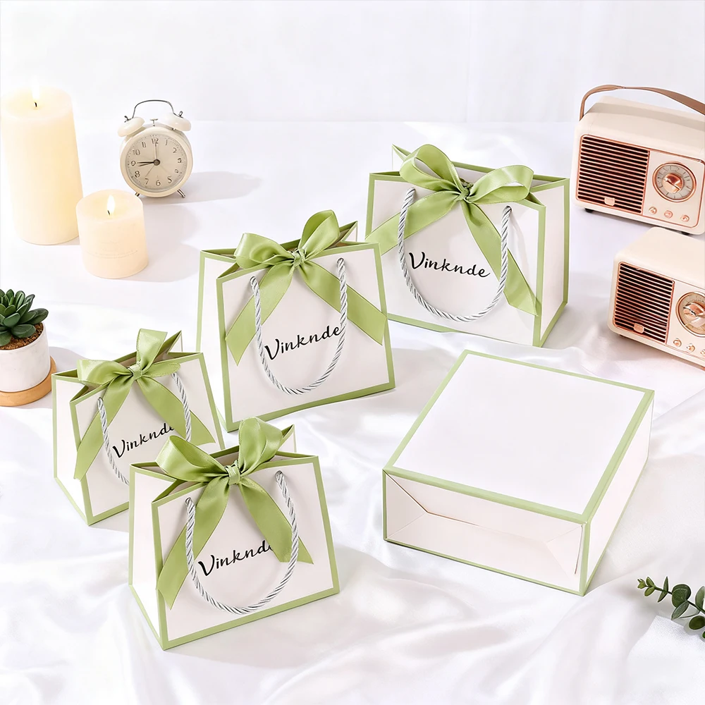 

14*6*12 см маленькая милая белая сумка «сделай сам» с бантом и лентой по краям, свадебный подарок, складной подарочный бумажный пакет, сумки, контейнер для ювелирных изделий и конфет