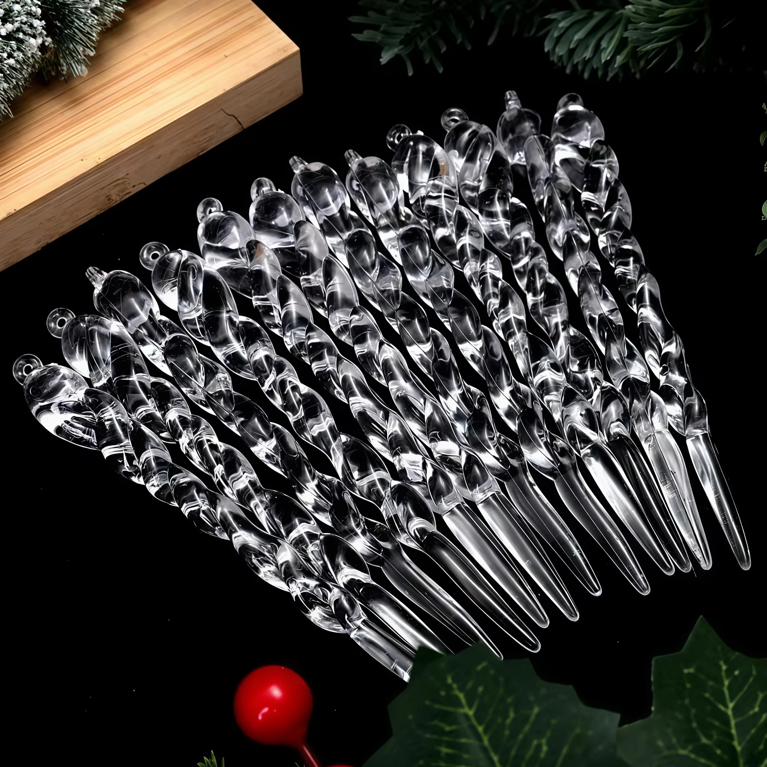 Clear Acrylic Icicle Ornaments for Christmas Decoration Xmas Tree Hanging Pendant Crystal Icicles Drop Winter Home Navidad Decor