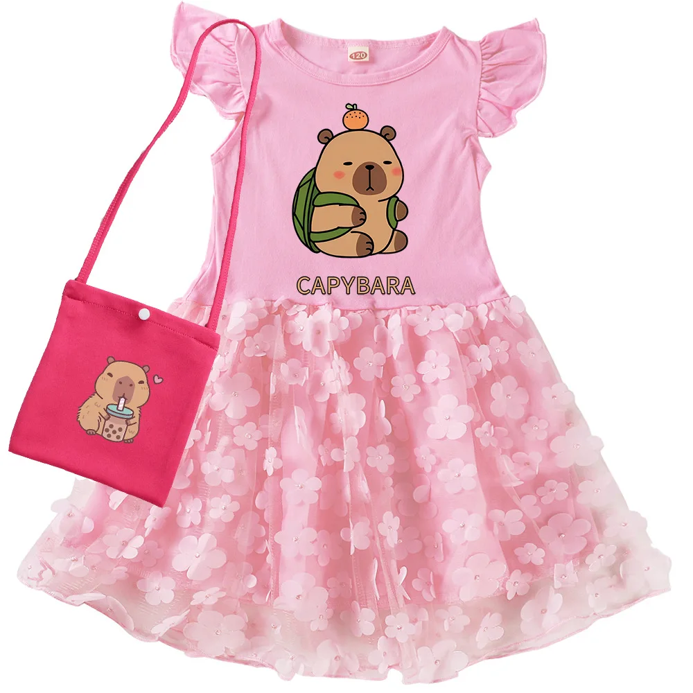 

Copybara Clothes Kids Summer Short Sleeves Casual Dresses Baby Girls Cotton Rainbow Full Dress Children Wedding Party Vestidos
