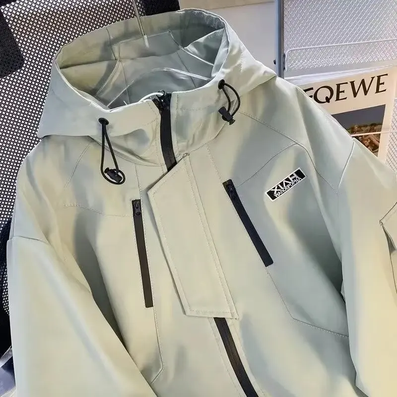 

Mens Hong Kong Style Assault Suit Functional Jacket Autumn Winter Trend Loose Hooded Workwear Outdoor Casual Urban Wear