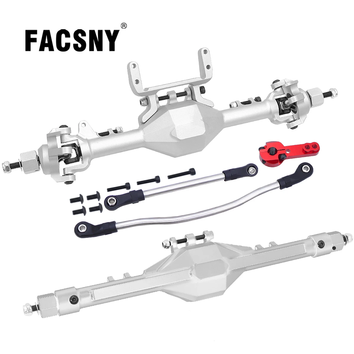 SCX10 II CNC Metalowy aluminiowy przedni tylny prosty kompletny zestaw osi do 1/10 Axial SCX10 II 90046 90047 RC Crawler Upgrade Parts